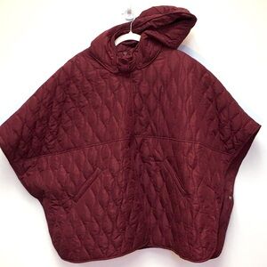 Do Everything In Love Quilted Poncho Hooded Cape Jacket Burgundy Red  Lagenlook